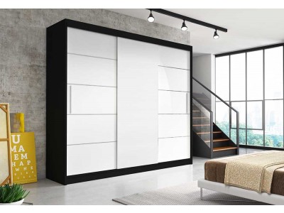 Гардероб ALBA (корпус черен/лице бял)